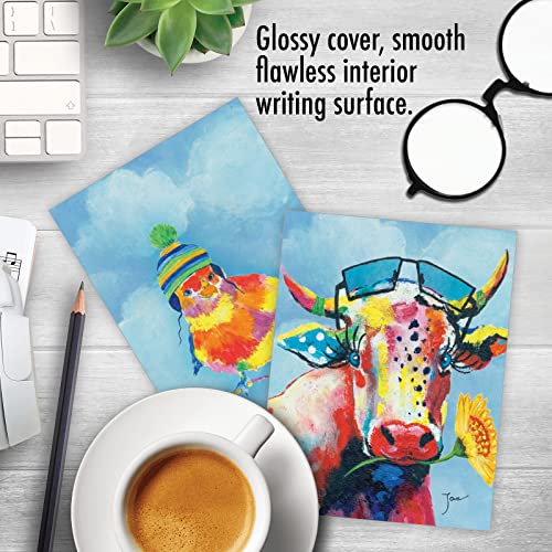 Image of The Best Card Company 10 Assorted Funny Thank You Notecards Box Set 4 x 5.12 Inch with Envelopes (10 Designs, 1 Each) Funny Farm M6563TYG