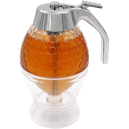 Perfk Honigspender 280ml Mit Schöpflöffel - Transparentes Glas Für Küche & Esstisch, Rund & Stylisch