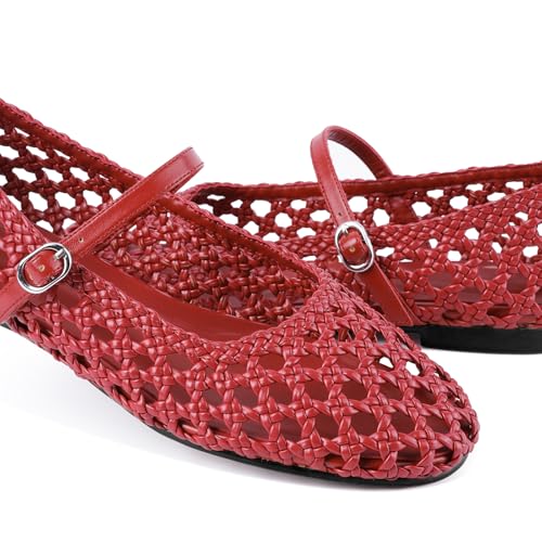 Image of Ballet Flats Mesh Shoes for Women Mary Janes Flats | Wide Feet Options, Woven Mesh Flats, Soft Cushion, Comfortable Ballerina Flats, Casual, Dress Shoes, Daily, Work, Versatile
