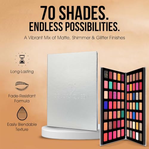 Image of Colors Queen 70 Multi-Color Eyeshadow Palette | Highly Pigmented and Long Wearing Eye Shadow Palette with Matte, Shimmer & Glitter Shades | Easy to Blend, Minimal Fall Out for Eye Makeup (70 Color)