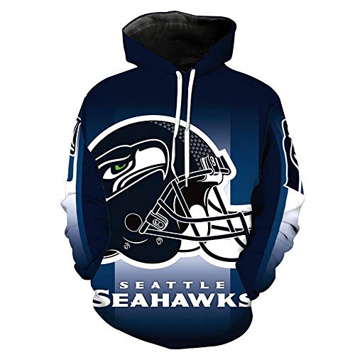 HomeArts Hooded NFL-Seattle Seahawks Rugby Fan 3D Cycling Uniform Neutral Casual Pullover Zipper