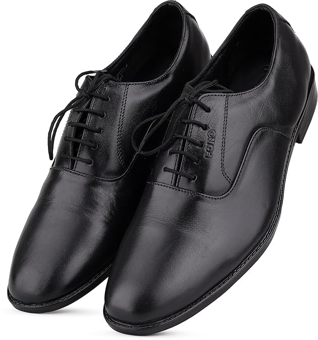 FOR B Men's Classic Black Leather Round Toe Formal Oxford Shoes For Professionals Size 10 | Black Formal Shoes For Men | Premium.Formal Shoes For Men Black.Leather | Men.Formal ShoesBlack Slip On & Less | Black.Loafer | Black.Formal.Shoes For Man with laces |