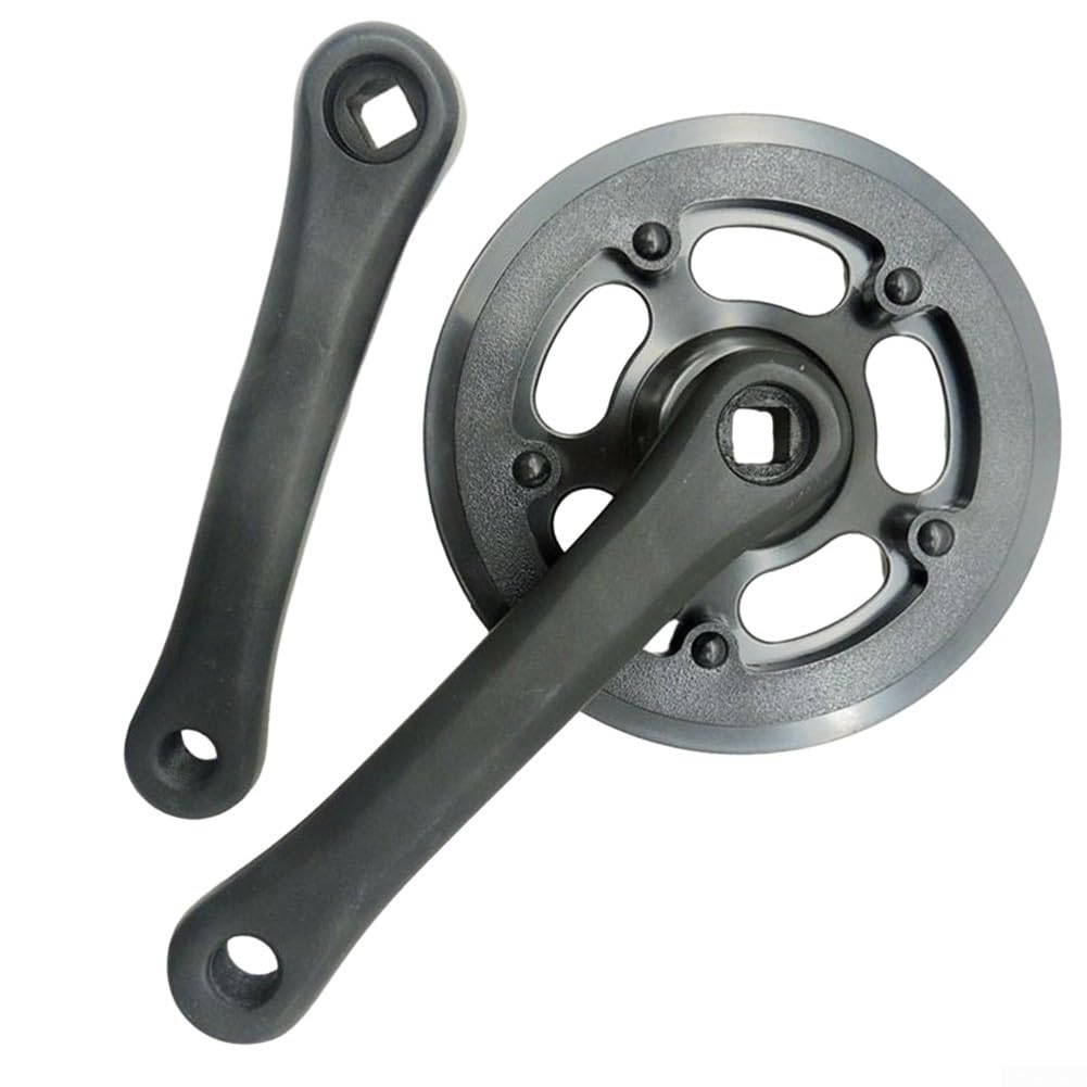 Aluminium Alloy Bike Chainset 32T 152mm Square Taper Crankset for Electric Bike Fixie MTB Kids Single Speed Replacement Part Black