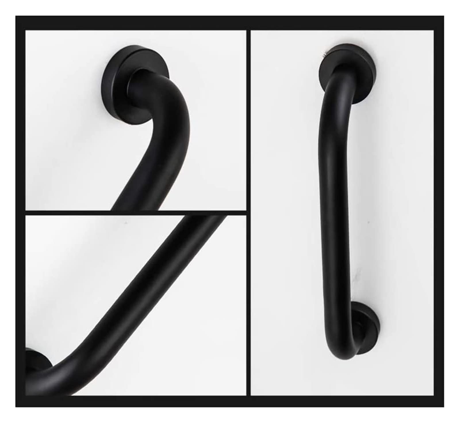 Corrimano, Maniglie di Sostegno per Maniglia Doccia, Nero Opaco, braccioli Dritti da Parete per Anziani, corrimano Portatili per WC per Anziani disabili (30 cm)