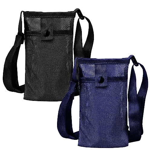 TAFACE Bolsa de asas para botella de agua de 2 piezas, correas ajustables con 2 bolsillos, accesorios para botellas de agua, adecuado para senderismo, viajes (13 x 22 cm)