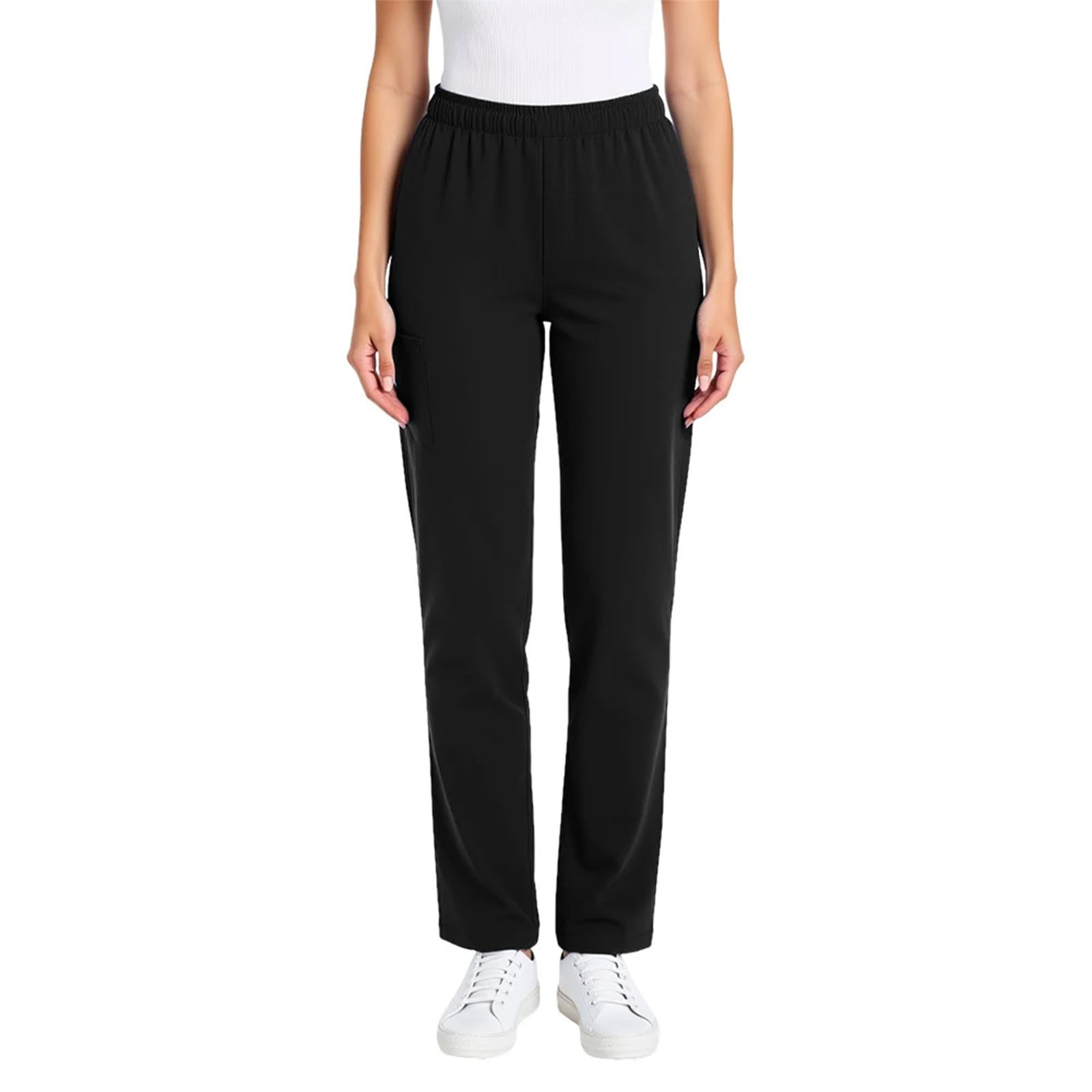 Womens Straight Wide Leg Dress Pants Stretchy Work Pants High Elastic Waist Business Casual Slacks with Pockets
