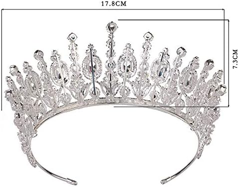 Hair Jewelry Crown Tiaras for Women Bridal Classical Crowns Elliptical Wedding Big Crown for Women,Sliver