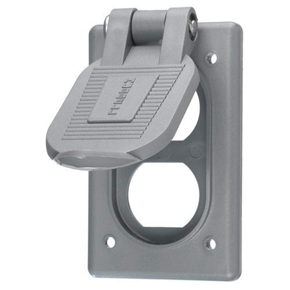 Hubbell Wiring Systems HBL5221 Valox Spring-Loaded Lift Cover for Weatherproofing Duplex Receptacles, Grey