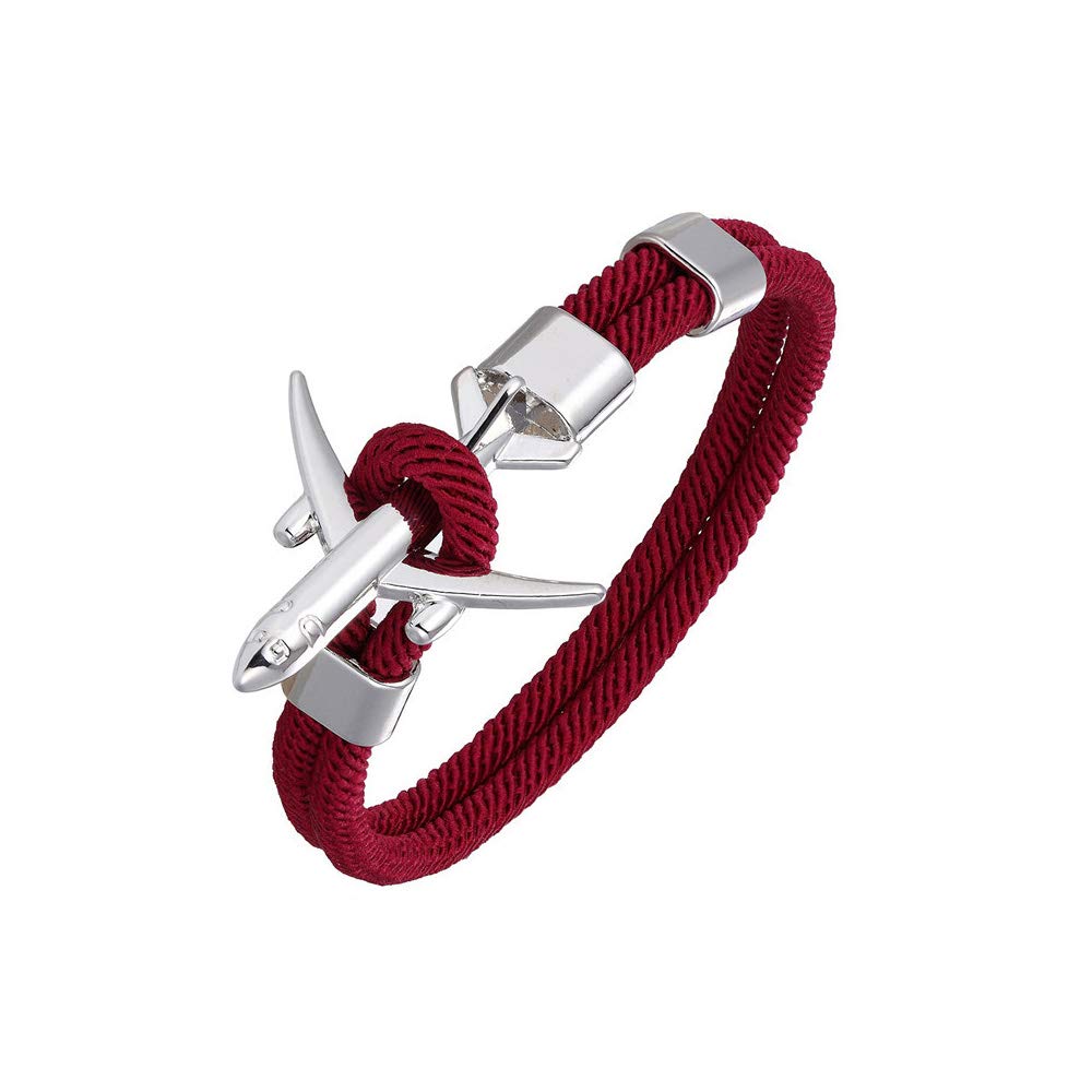 DonJordi Armband Flugzeug Weinrot 21 cm Länge