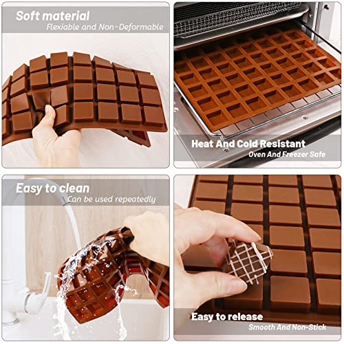 Image of Sakolla Square Chocolate Mold, 80 Cavities Silicone Molds for Chocolate, Caramel, Praline, Ice Cube, Jelly, and Gummy (Coffee)