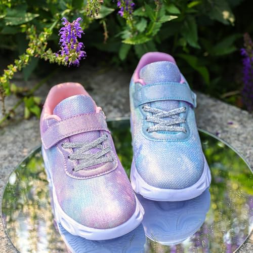 Toandon Toddler Kids Sparkle Breathable Lightweight Sneakers Light Up by Step2