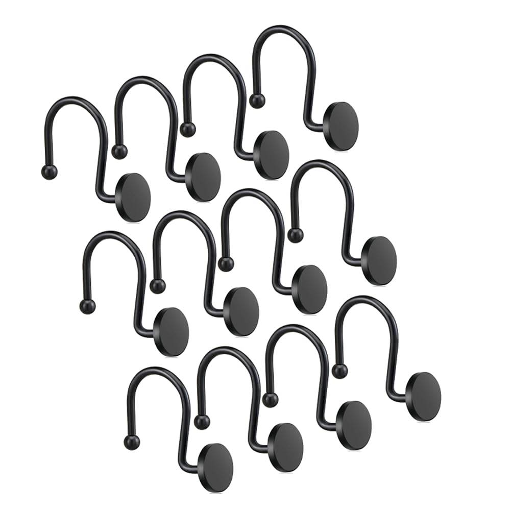 Vjsujehgy Gold Shower Curtain Hooks, Rustproof Shower Rings for Bathroom, Metal Shower Hooks for Shower Curtain Rod, 12pcs