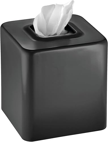 mDesign - Caja de pañuelos de metal cuadrada para baño, tocador, aparador de dormitorio, mesitas de noche, escritorios y mesas