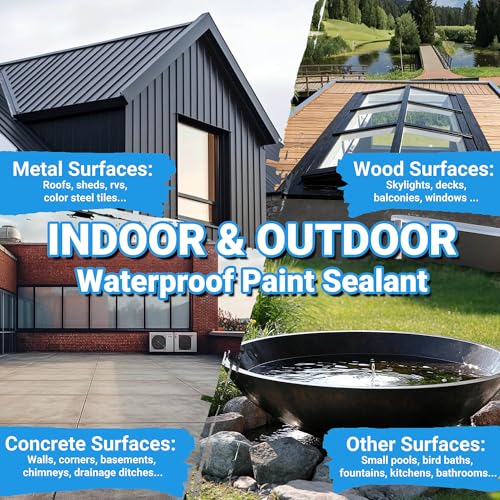 Image of Rubber Liquid Waterproof Sealant, TUFINEIN 53oz /1.5kg Black Quick Drying Multi Surface Foundation Leak Repair - Roof Gutters Basement Sealer Waterproof - Indoor & Outdoor Flexible Rubber Paint