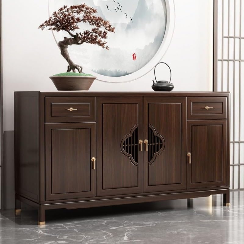 Küchenvorratsschrank Holz-Sideboard im chinesischen Stil, Wohnzimmer, Foyer, Eingangsschrank, Lagerschrank, Restaurant-Sideboard, multifunktionaler Lagerschrank Buffetschrank Mit Stauraum(130*40*90cm)