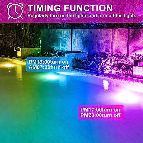 HYDONG Outdoor LED Flood Light RGB Color Changing + 400W Equivalent 2700k WarmWhite 4000LM Spotlight(Remote Control, 120 Colors Strobe, Dimmable, Timing, US 3-Plug) Wall Wash Light - Image 4