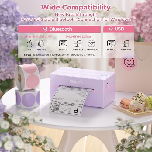 undefined MUNBYN Bluetooth Thermal Label Printer, 130B Wireless 4x6 Shipping Label Printer for Shipping Packages Small Business Office or Home, Compatible with iPhone Android iPad Windows macOS Chrome Etsy eBay の商品画像 2