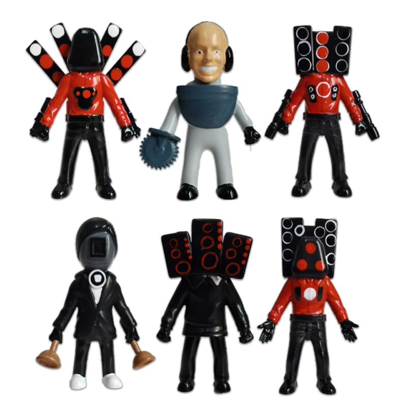 SBJJGQIS Juego de 6 Figuras de Juguete de Inodoro, Figuras de Acción de Juegos de Juguetes de Inodoro, Figuras de Hombre de TV de Inodoros de Anime Coleccionables, para Decoración de Fiesta de Ducha