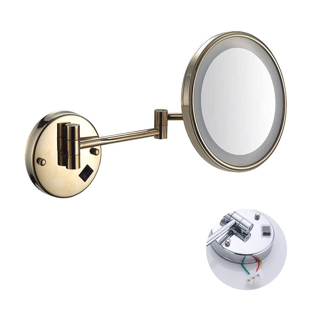 Miroir de maquillage mural chromé extensible grossissant 3X rond