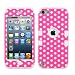 Thousand Eight(TM) iPod touch 5 (5th generation) Hard Plastic Dual Layer Tough Shield Heavy Duty Protective Case + [FREE Touch Screen Stylus] (TUFF case Dots(Pink/white)/White)