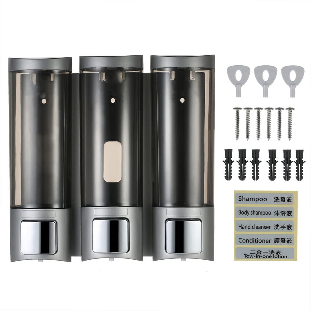 Dispensador de jabón manual de 200 mlx3, caja de champú de pared con tres cámaras, gel de ducha de baño, dispensador de champú líquido para baño, cocina, hotel, restaurante
