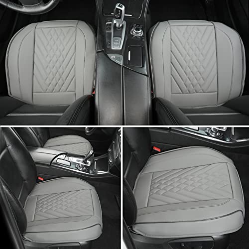 Image of GIANT PANDA Premium PU Leather Front Car Seat Cover Protector Anti-Slip Bottom Seat Cover Fits 95% of Vehicles, Wrapping Around The Bottom (1 Pack - Grey)