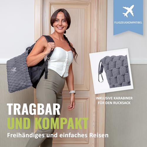 BOACAY Packbare Reisedecke für Flugzeug, Auto - Kompakte Bürodecke - Tragbares Kissen für Erwachsene, Kinder mit Hülle, Gepäckhülle, Rucksackclip