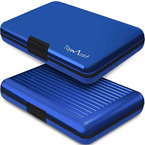Étui en Aluminium pour Cartes de crédit avec Protection RFID, pour Hommes et Femmes. Portefeuille Slim pour 12 Cartes et Billets, Anti-vol de données, Support Compact.
