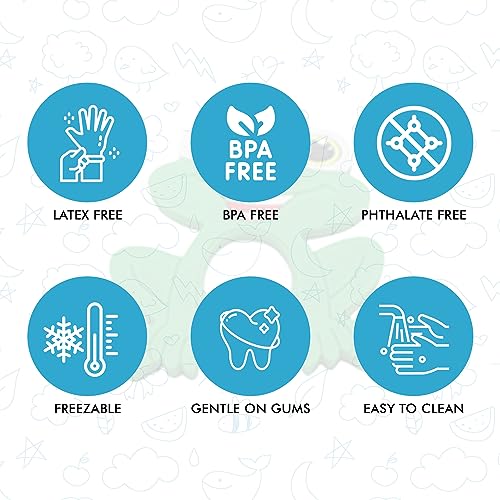 Image of Gadgetime USA Silicone Baby Teether - Frog Teething Relief Toys for Babies 3-36 Months, Toddlers, Girls & Boys - Stimulating & Soft Soothing - BPA Free