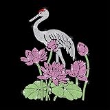 GOMAKERER 1 Pc Rhinestone Iron on Hotfix Transfer Decal, Immortal Crane Lotus Bling DIY Patch Clothing Repair Applique T-Shirt Vest Shoes Hat Jacket Decor Clothing DIY Accessories