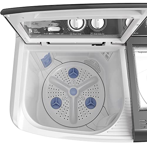Image of Godrej Edge 7.5 Kg 5 star Semi-Automatic Top Loading Washing Machine Appliance (WSEDGE 75 5.0 TB3 M STGR, Satin Grey, Toughened glass lids)
