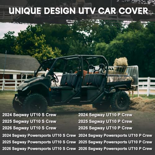 Image of Waterproof UTV Cover Compatible with Segway UT10 Crew 6 Seats | 6 Layers Outdoor Cover with Cotton Liner, Air Vents, Door Zipper and Windproof Buckles for Rain Snow Dust Protection