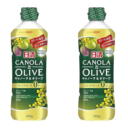日清オイリオ キャノーラ&オリーブ ペット(キャノーラ油とエキストラバージン オリーブオイルのブレンド)オリーブ油 600g×2個のサムネイル