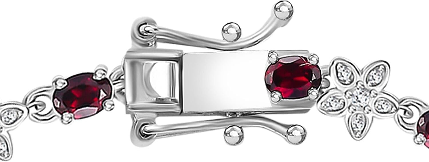 Garnet Moissanite 925 Sterling Silver Rhodium Plated Bracelet for Women Jewelry Birthday Christmas Gifts