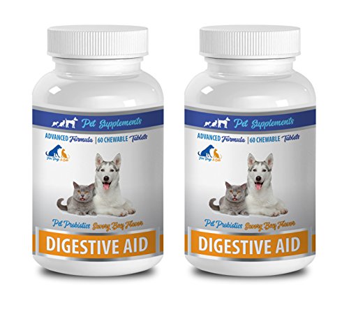 Digestive enzymes for Cats Tablets - Pet Digestive Aid - Probiotics - for Dogs and Cats - Chewable - Digestive Support for Cats - 2 Bottle (120 Chews)