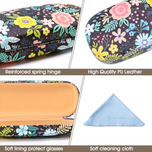 Image of PERFECTSIGHT Hard Shell Eyeglasses Case, PU Leather Protective Glasses Case, Cute Eyeglass Case for Women Men Girls