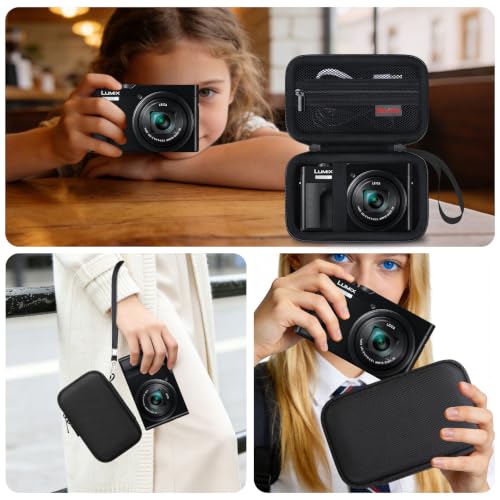 Image of Elonbo Camera Case for Panasonic LUMIX ZS99 / TZ99 / ZS80 / ZS70 / ZS300 / ZS200 / ZS100 / LX10 Point and Shoot Camera. Panasonic LUMIX Digital Camera Carrying Case. with Mesh Pocket fits Battery, Black