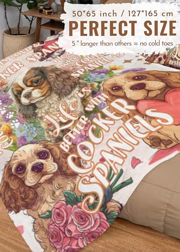 Huglanket Presentes Cocker Spaniel, cobertor de flanela Cocker para mãe, pai, 127 x 165 cm, perfeito