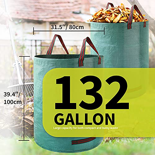 Garnen 72 Gallon Garden Waste Bags (2 Pack), Heavy Duty Reusable