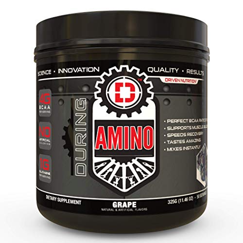 Driven Amino-BCAA Enhanced with Glutamine- Aids in Muscle Recovery, Increase Muscle Protein Synthesis, and Improve Lean Body Mass-Perfect 2:1:1 BCAA Ratio (Grape, 50 Servings)
