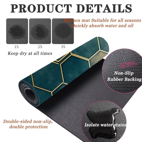 Alfombras de cocina lavables para transformar tu pasillo, comedor y lavandería con estilo teal 4