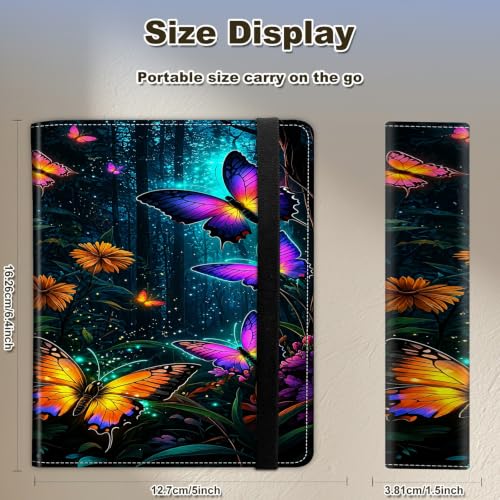 Image of Photo Album 4x6 120 Photos with Strong Elastic Band, Neon Butterfly Garden