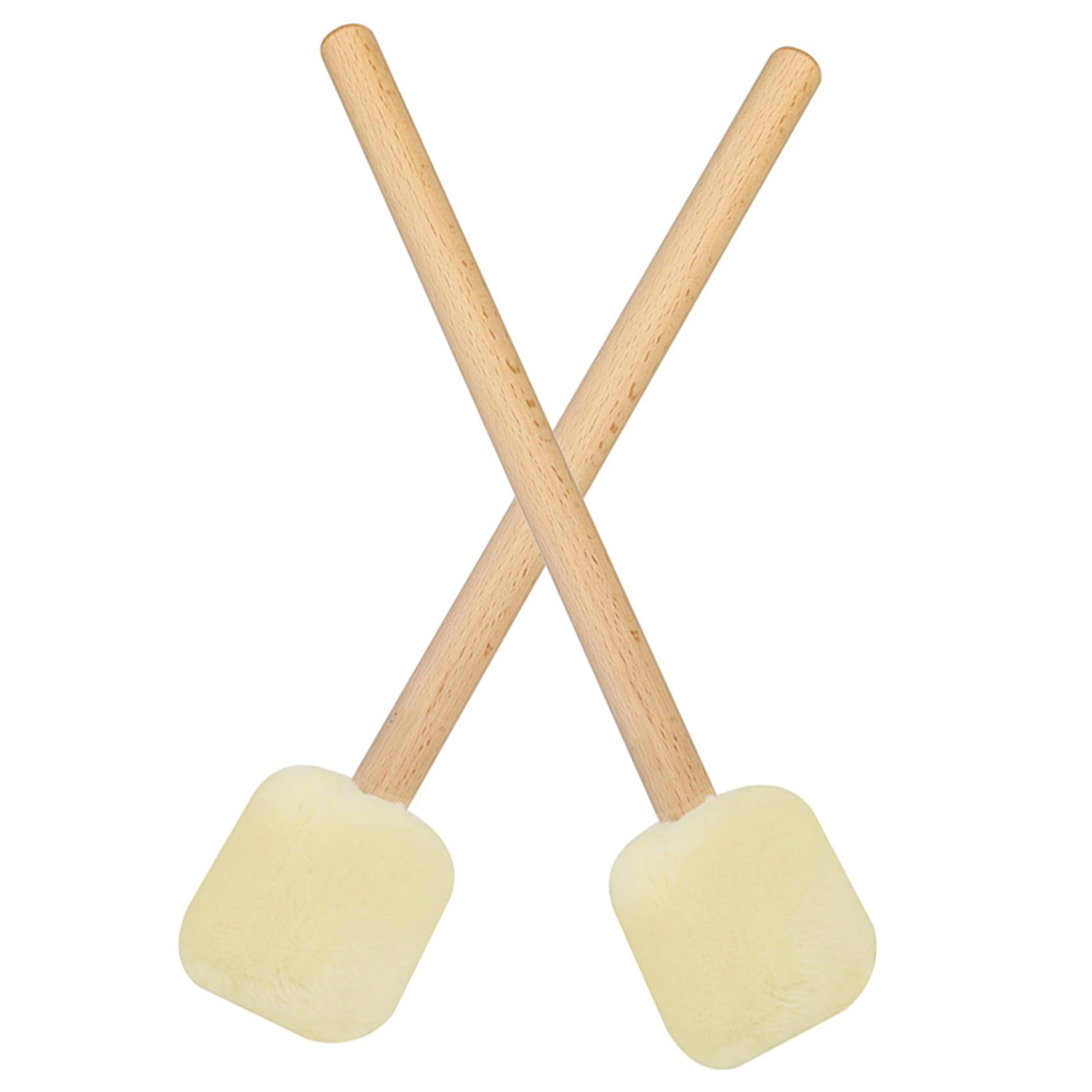 Toyvian 2pcs Baguettes de Batterie en Bois de Hêtre Tête en Feutre Beige, Poignée Facile à Saisir, pour Grosse Caisse et Bols Chantants
