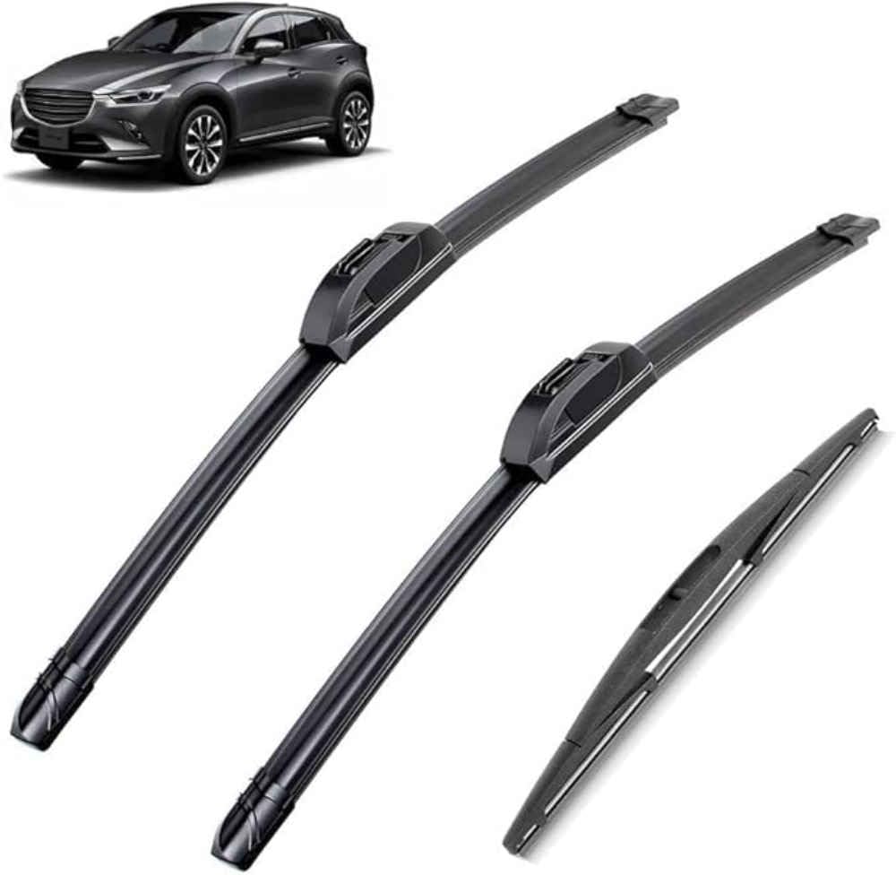 NYSLDSCO Premium Exact Fit Windscreen Wiper Blades for Mazda CX-3 CX3 2014-2023 Durable Natural Rubber Easy Fit for a Quiet and Streak Free Wipe