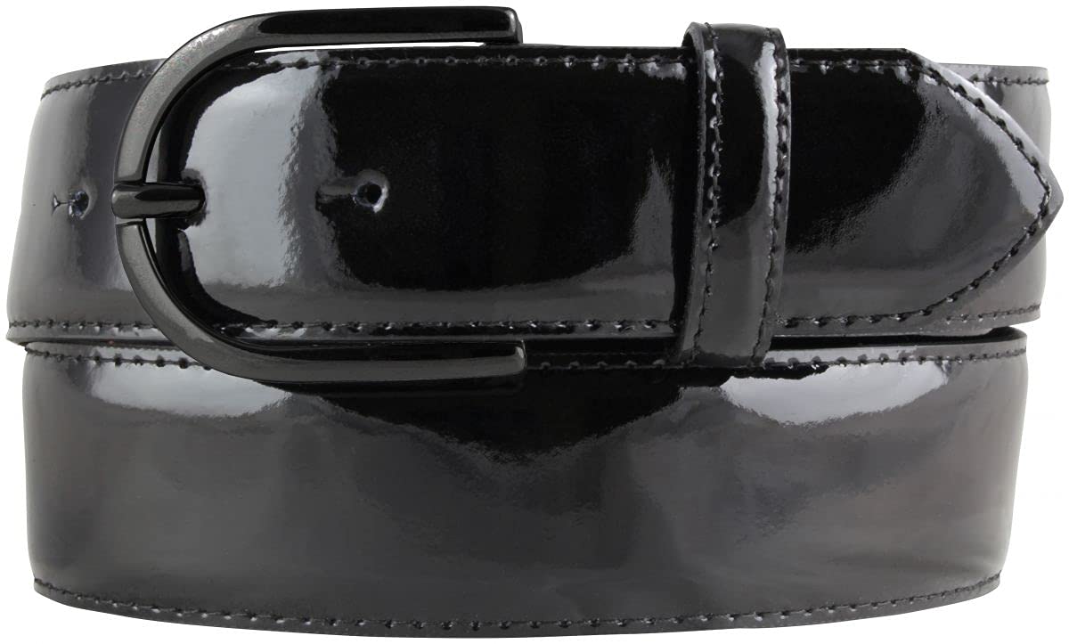 BELTINGER Lack-Gürtel aus Leder 4 cm | Glänzender Damengürtel 40mm | Eleganter Gürtel für Damen | Schwarze Gürtelschnalle