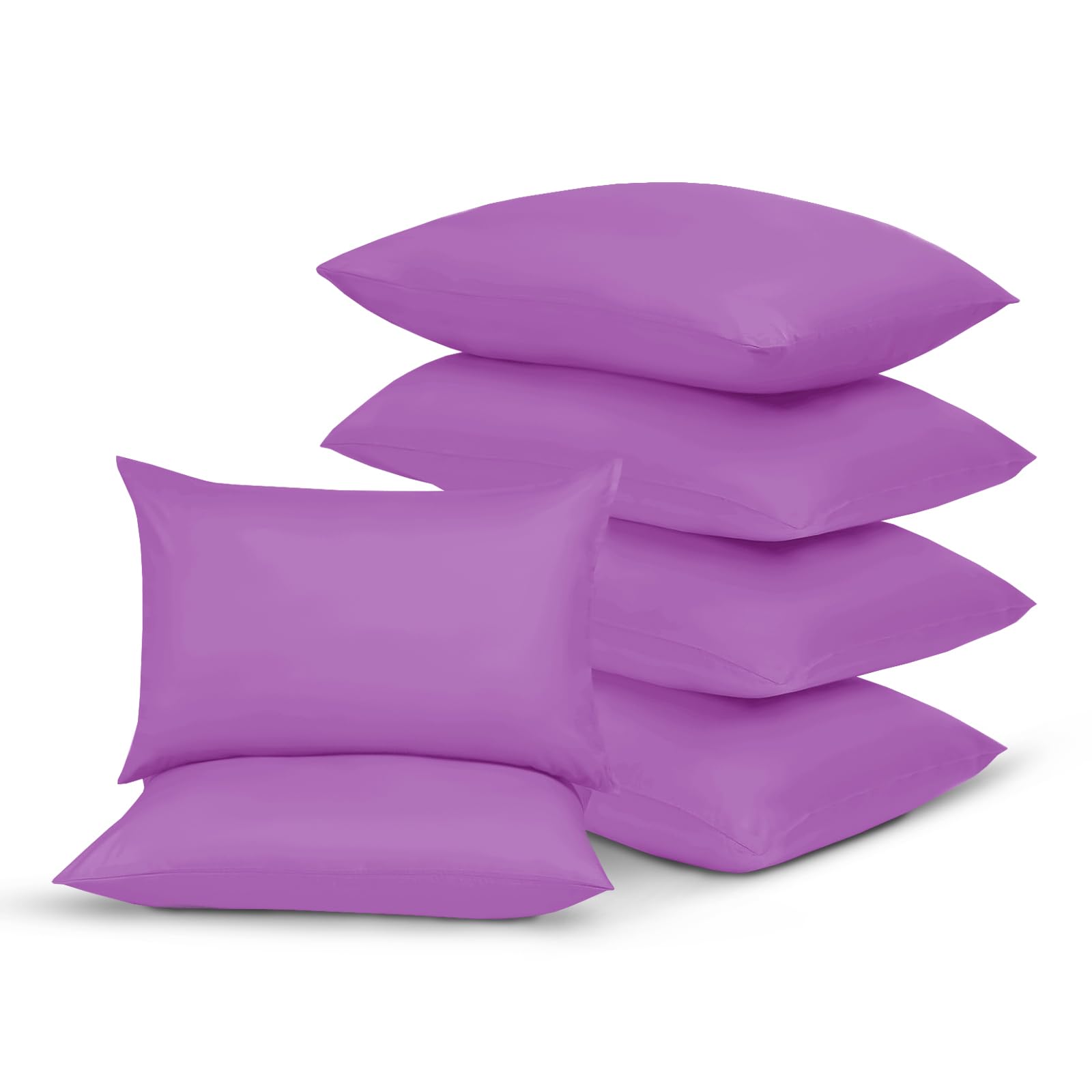 Yorkshire Bedding Purple Pillow Cases 6 Pack 100% Soft Brushed Microfiber Pillowcases with Envelope Closure- Fade & Stain Resistant Housewife Pillow Case 50 X 75 Cm