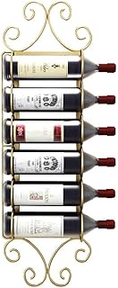 IREANJ Wino stojak na ścianie uchwyt do butelki, wisząca ścienna stojak na kutego żelaza, uchwyt do butelek, dekoracyjna europejska szafka wina, 6 butelek Stojaki wina