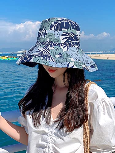 Image of HH HOFNEN Women Sun Hats Wide Brim Summer Beach Hat Chin Strap UV Protection Bucket Hat for Travel