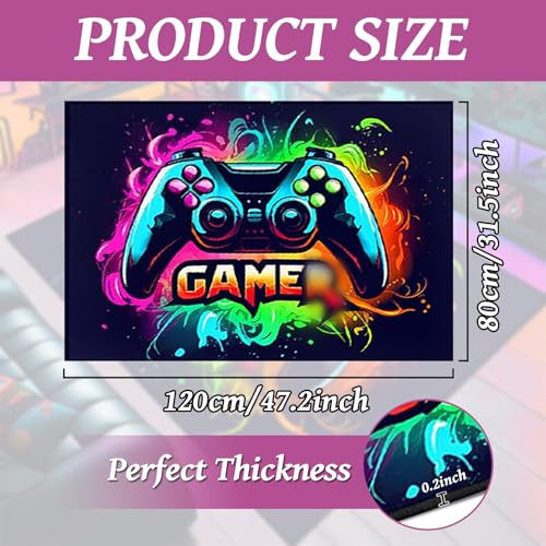 Tapis de zone de jeu multi jeu imprimé manette de jeu format 80 x 120 cm - 3