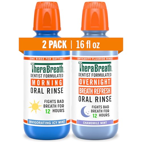 TheraBreath AM + PM Mouthwash Bundle, Morning & Overnight Rinses,...